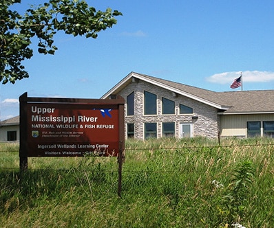 Exterior of the Ingersoll Wetland Learning Center in Thomson, IL
