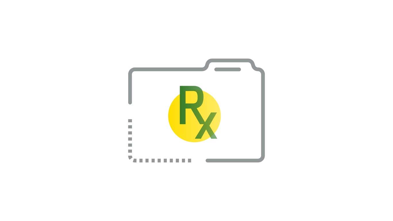 Icon of a folder with prescription symbol on the outsid
