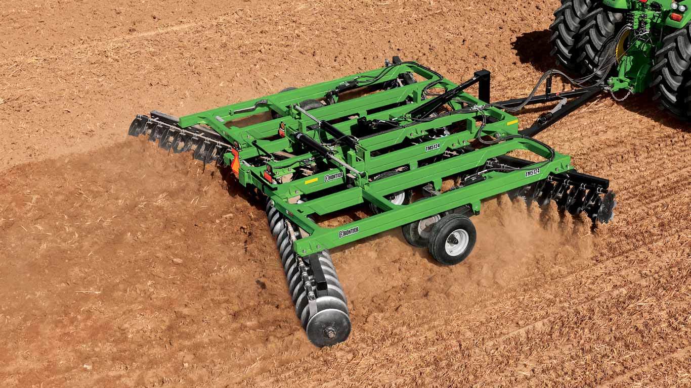 field image of Frontier TM51 series disk harrow on a tractor