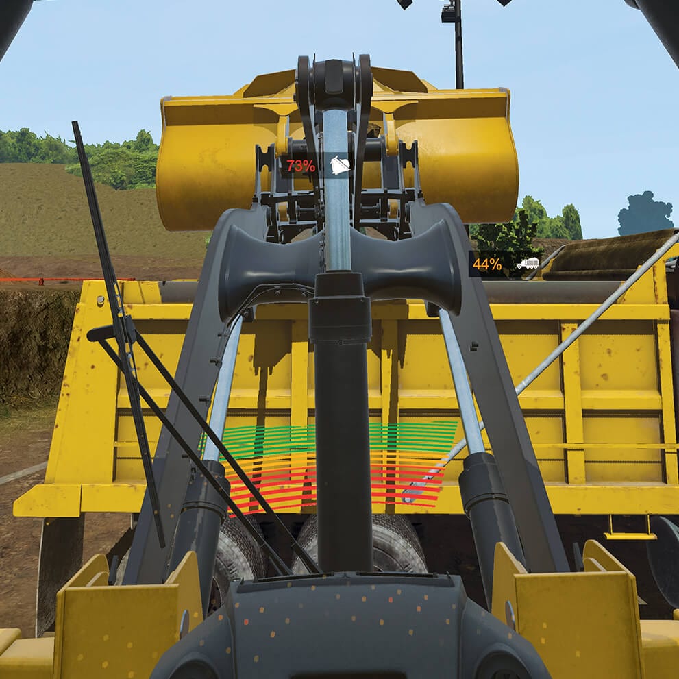 Captura de pantalla del simulador de la cargadora con ruedas