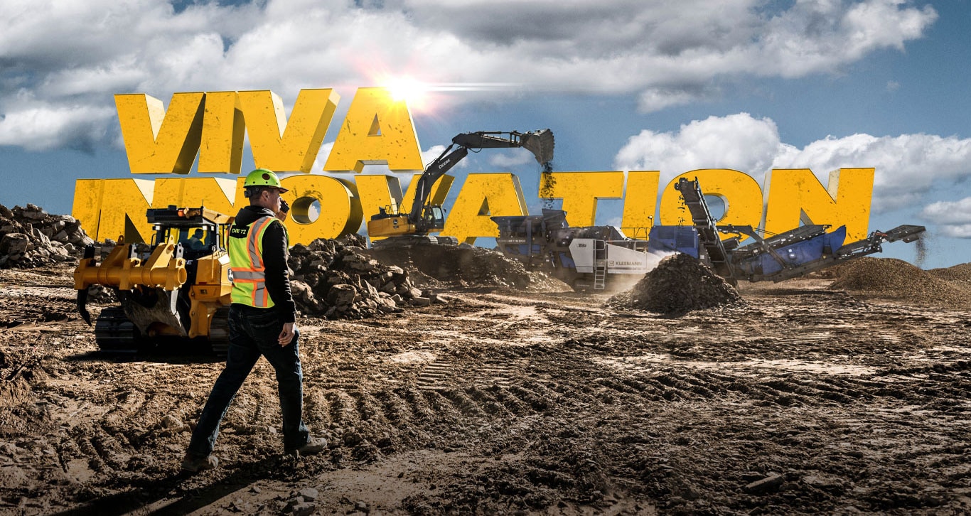 VIVA INNOVATION text behind a construction worker