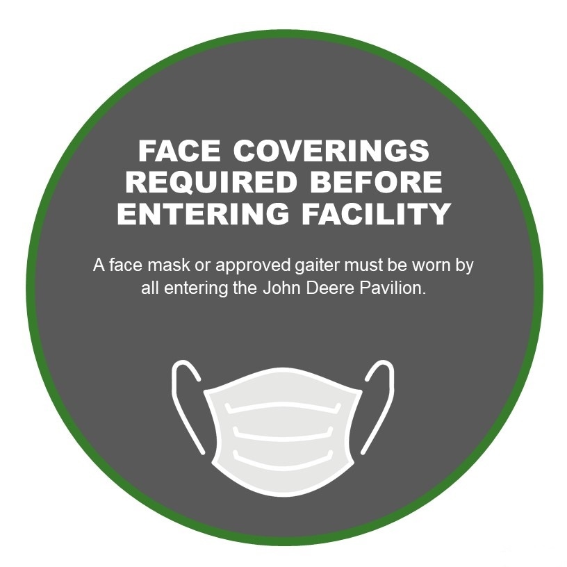 Face coverings must be worn when entering John Deere facilities.