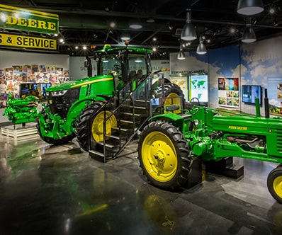 tractors inside the museum