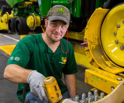 Employee working at the engine station