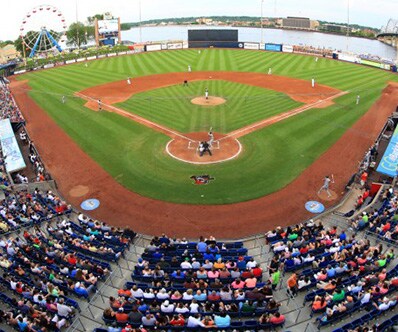 Baseball game at the Modern Woodmen Park in Davenport, IA.