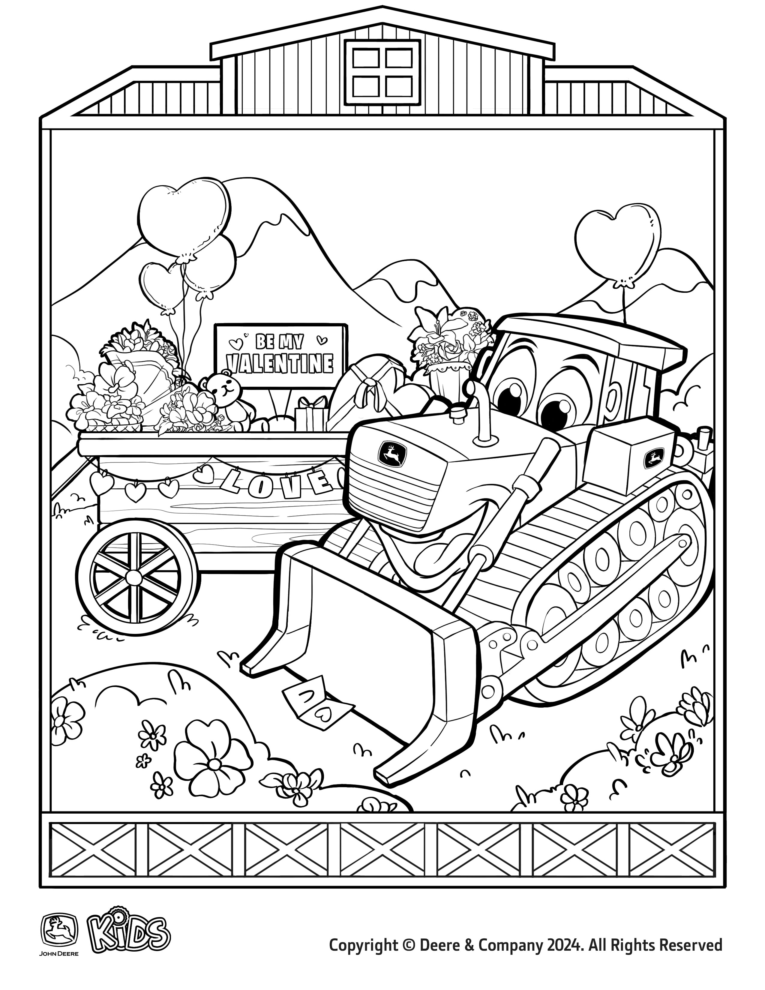 The first of two Valentine's coloring pages for kids