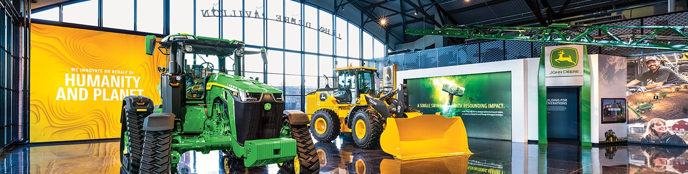 Equipment on display in the John Deere pavilion