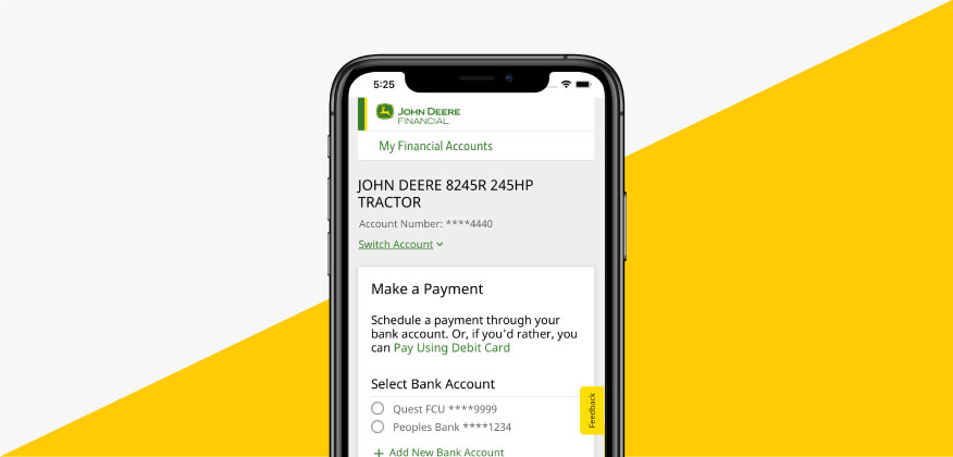 Make Payment screen in the MyFinancial app