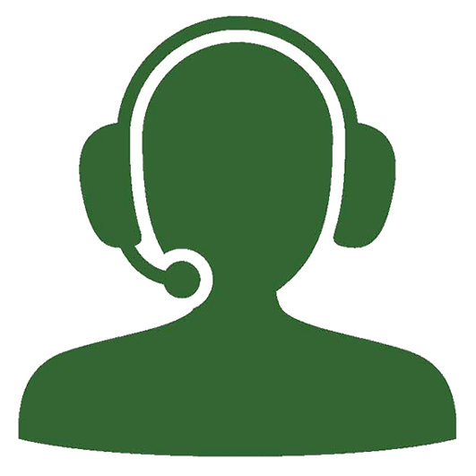 green icon of a person with a phone headset on