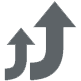 icon of two curved arrows pointing upwards