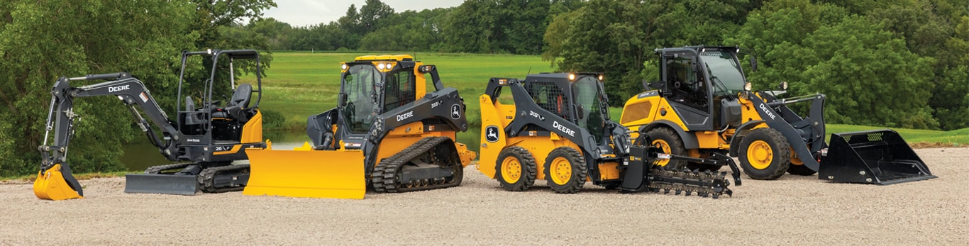 A lineup of powerful compact construction machines awaits.