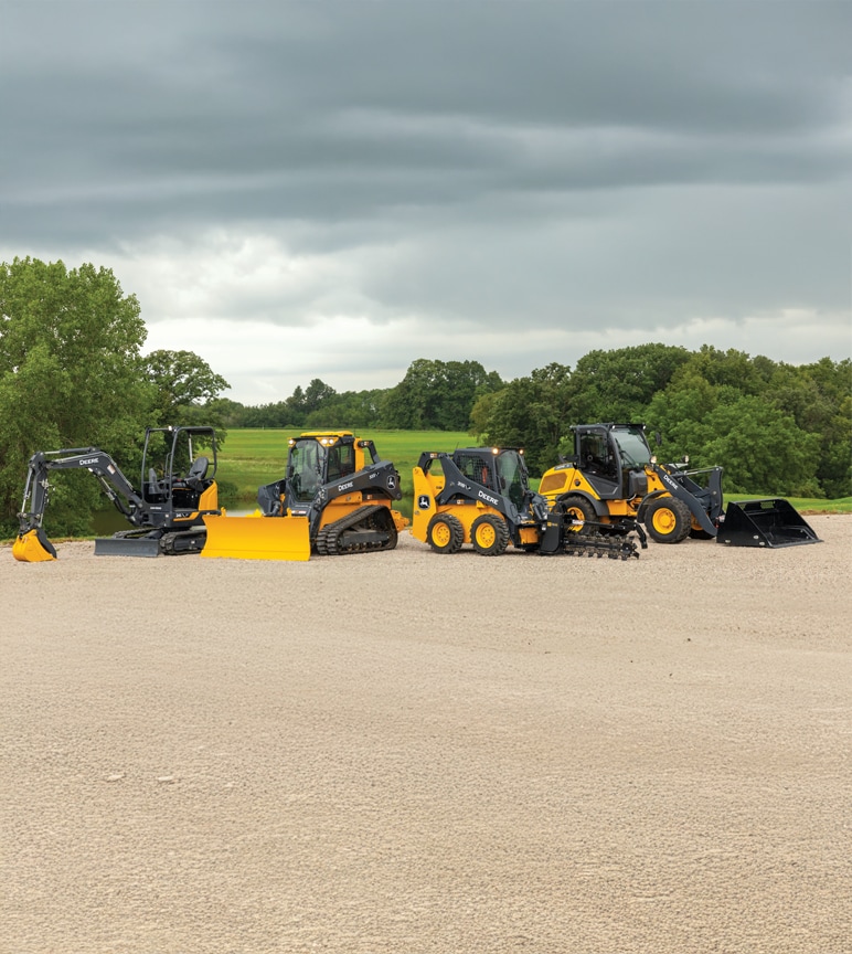 A lineup of powerful compact construction machines awaits.