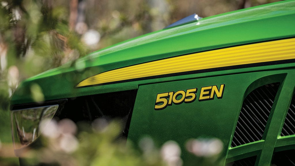 Close-up image of a tractor decal
