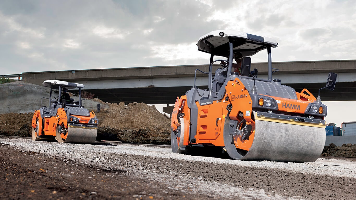 Hamm rollers prepping the road during construction