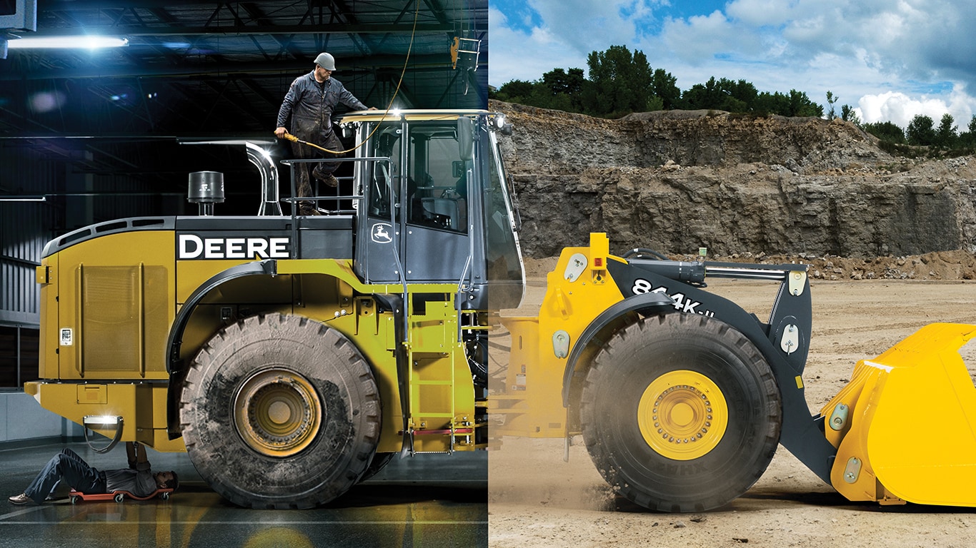 image of technicians rebuilding a wheel loader