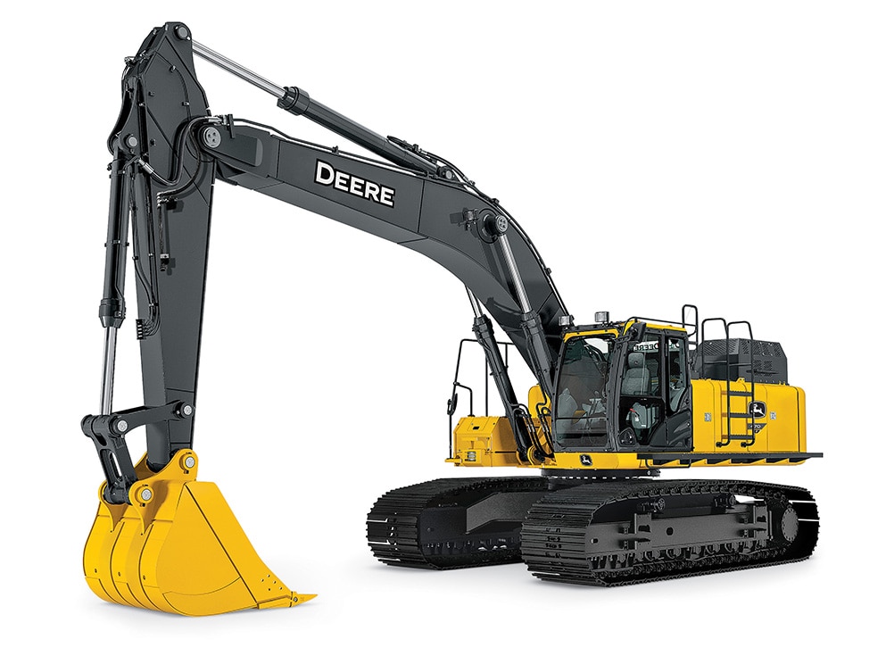 John Deere large excavator on a white background