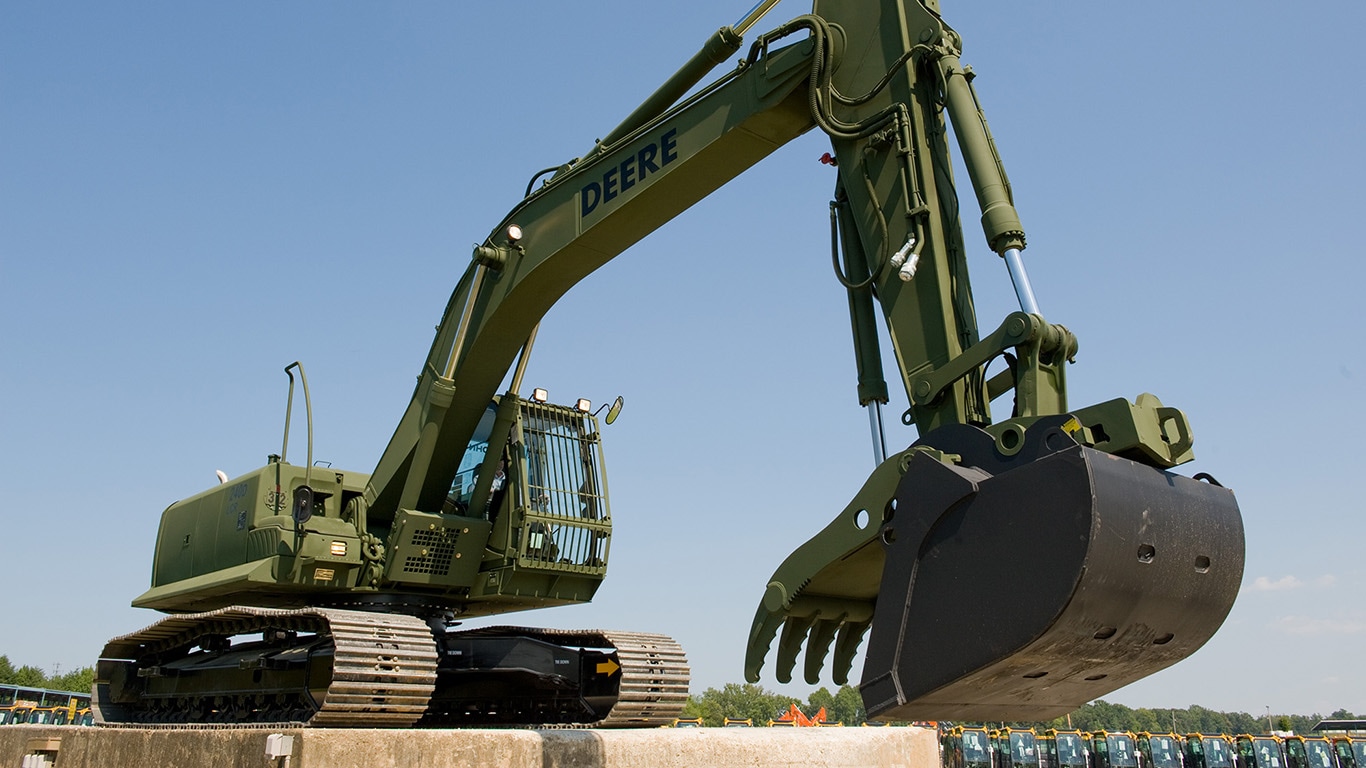 image of John Deere military construction equipment