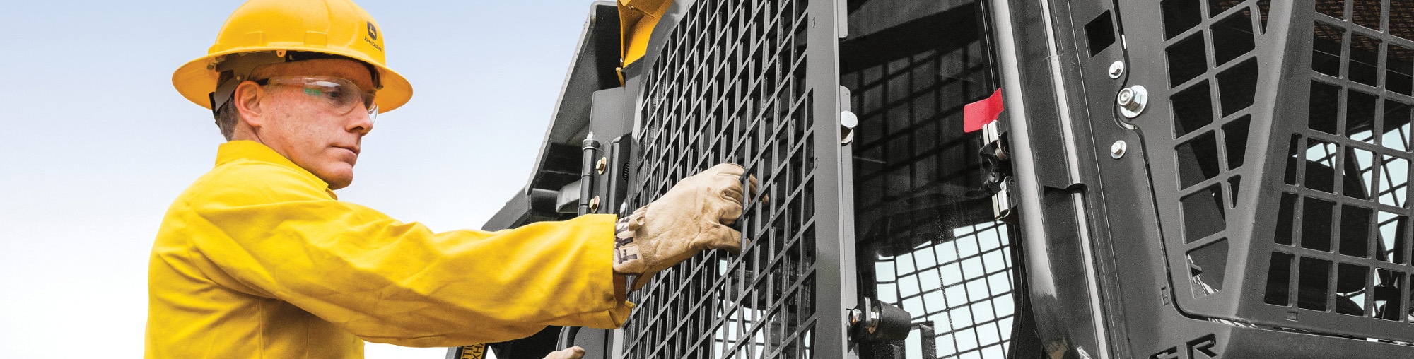 Man opening window on machine