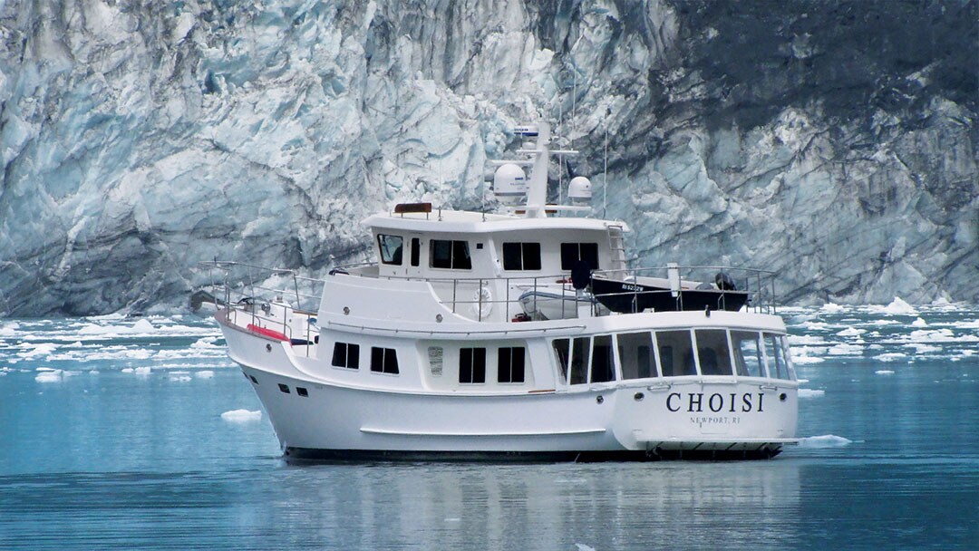 Kadey-Krogen yacht on icy waters