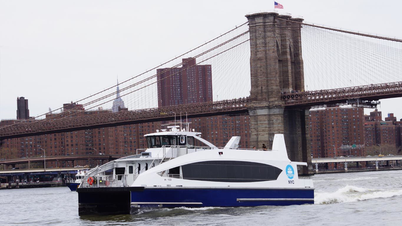 A New York City ferry provided by Hornblower