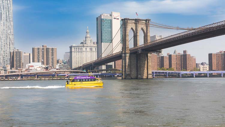New York Water Taxi transporting hospital staff on the East River