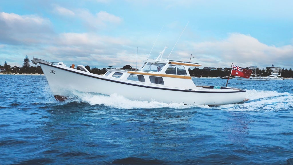 The Vessel April at Sea In Australia's Port Phillip Bay Powered By John Deere 4 Cylinder Marine Engine