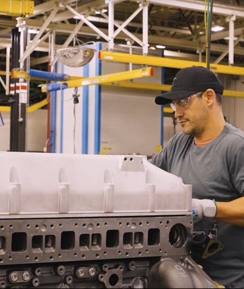 Man building an engine