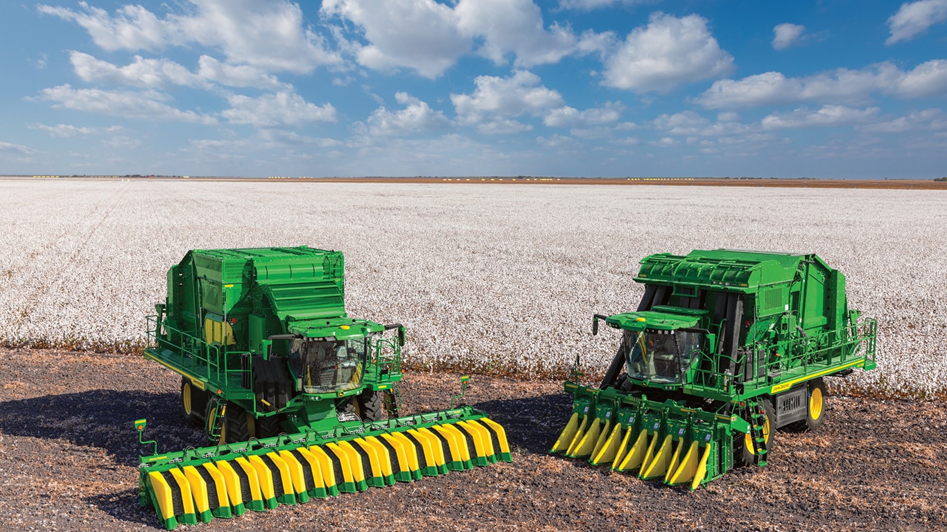 C770 Cotton Harvester harvesting a cotton field