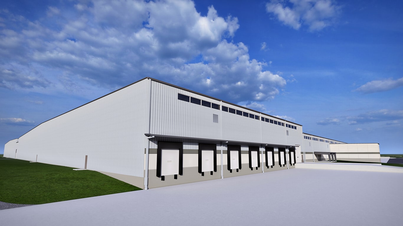 architectural rendering of the expanded Strafford, Missouri John Deere Reman factory