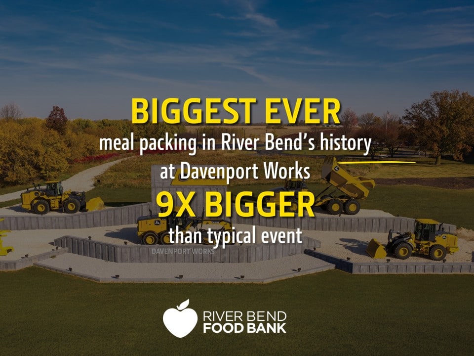 Biggest ever meal packing in River Bend's history at Davenport Works - 9 times bigger than typical event