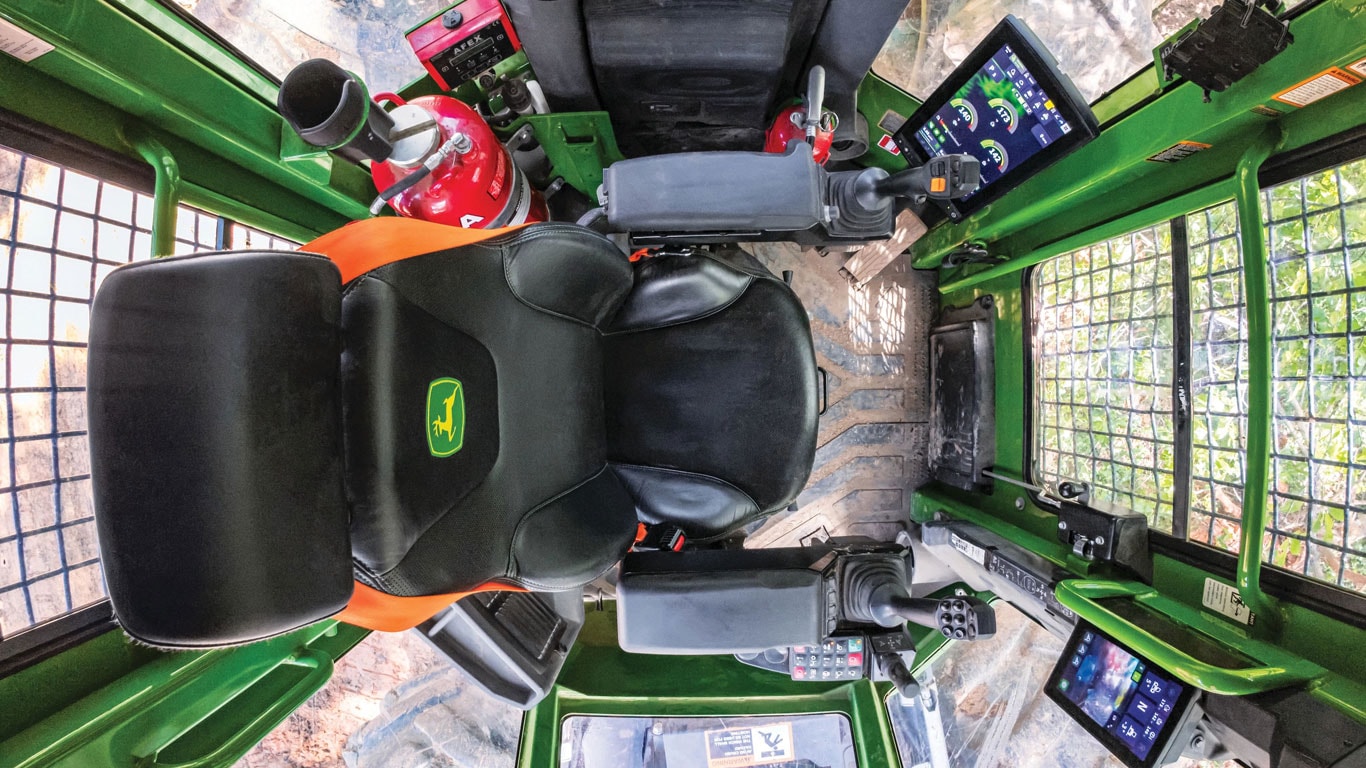 Birdseye angle inside the L-III Skidder Cab