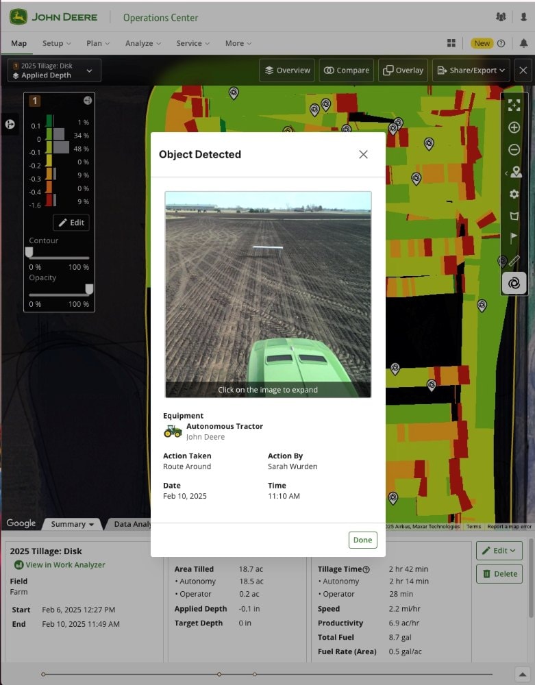 John Deere autonomous tractor software