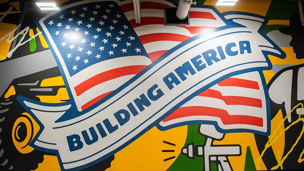 custom mural at Dubuque Works