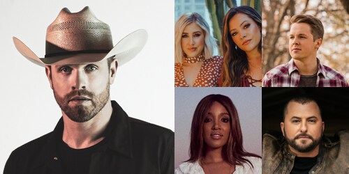 Collage of artists performing at The Farm Must Go On concert