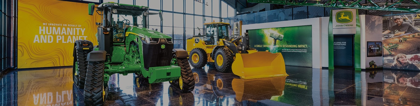 Equipment on display in the John Deere pavilion