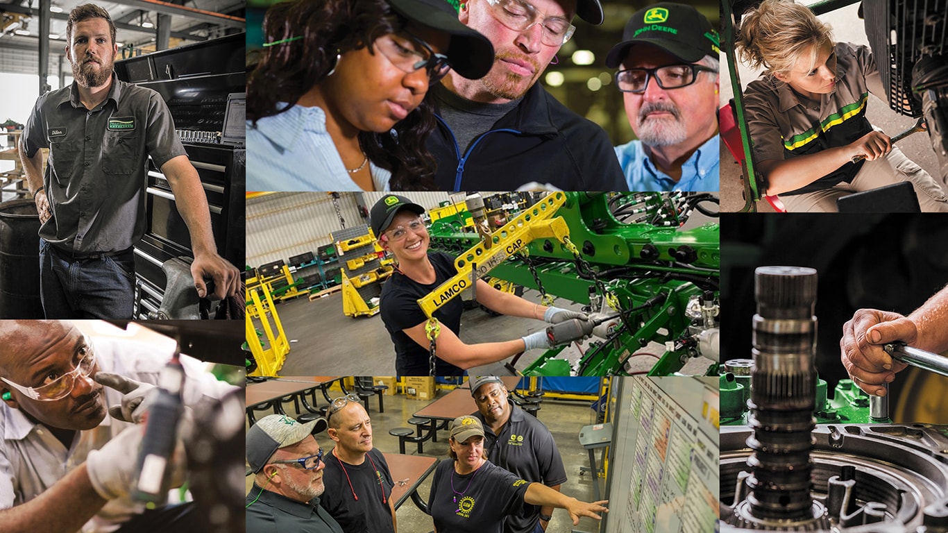a collage of various service technicians