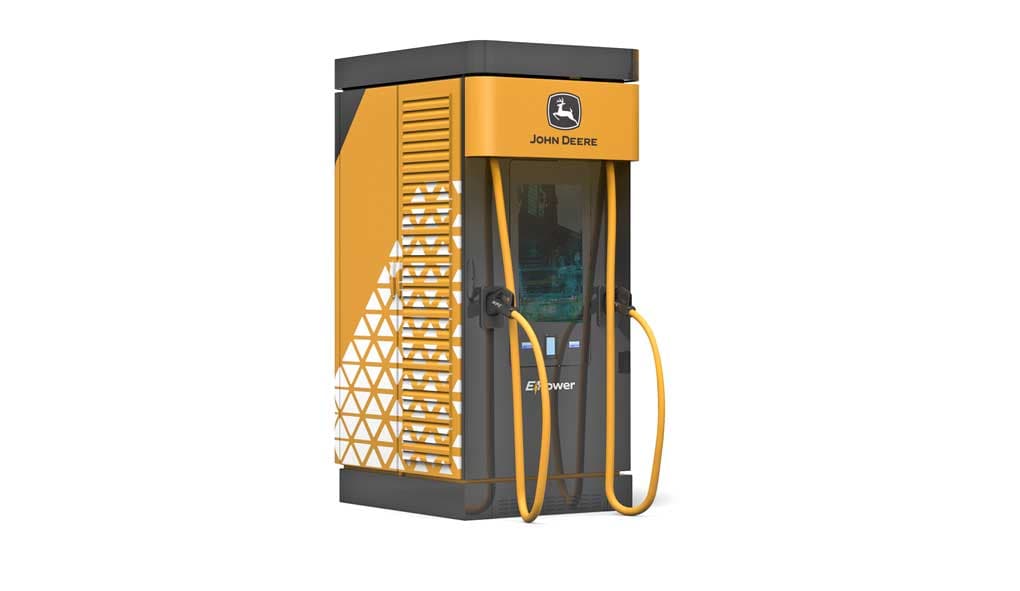 Stationary charging station unit concept for construction equipment