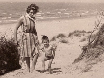 Mother and child at the beach