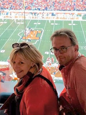 Couple at football game at University of Illinois