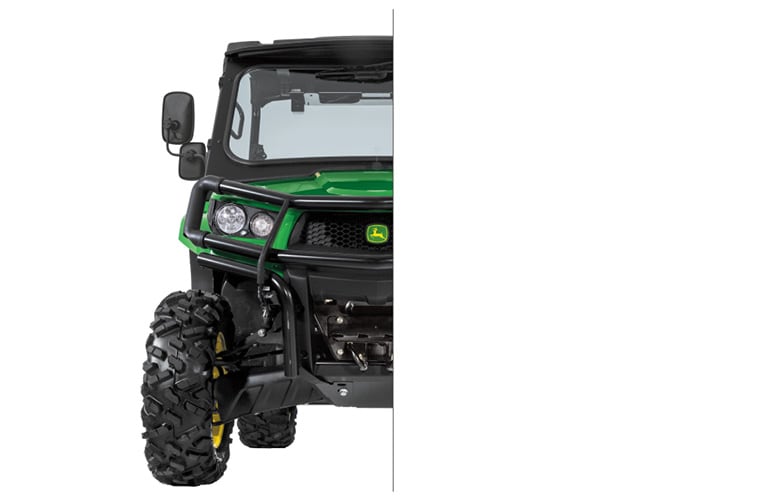 Photo of only half of a John Deere Gator