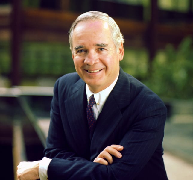 Robert Hanson posed outside of the Deere & Company World Headquarters Administration Building	