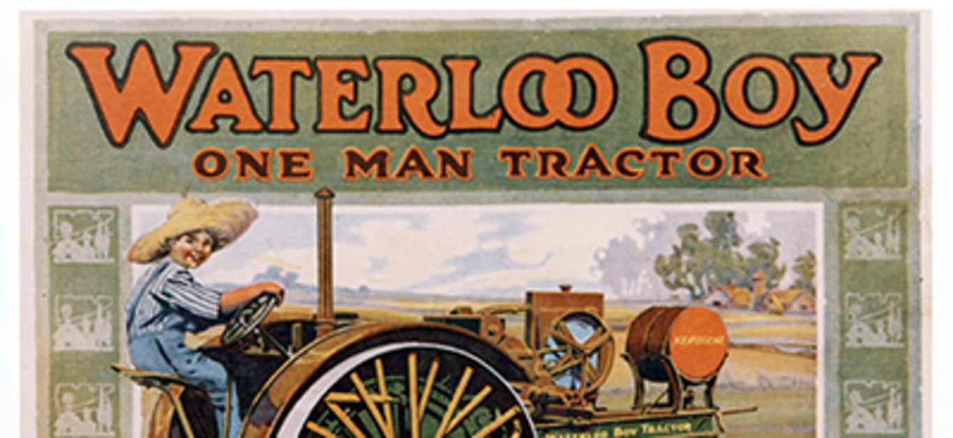 vintage ad poster for GRAND DETOUR PLOW CO horses man machine COLLECTORS