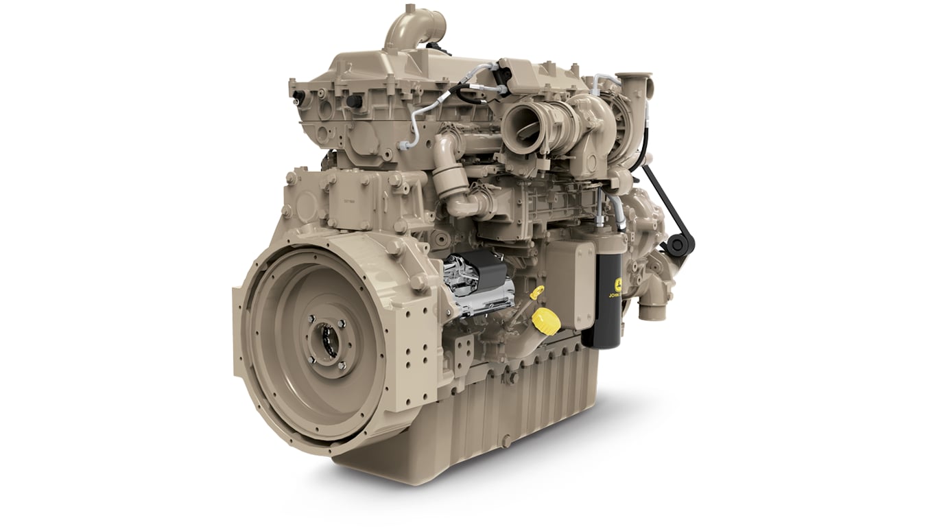 image shows John Deere 13.6L single turbo engine