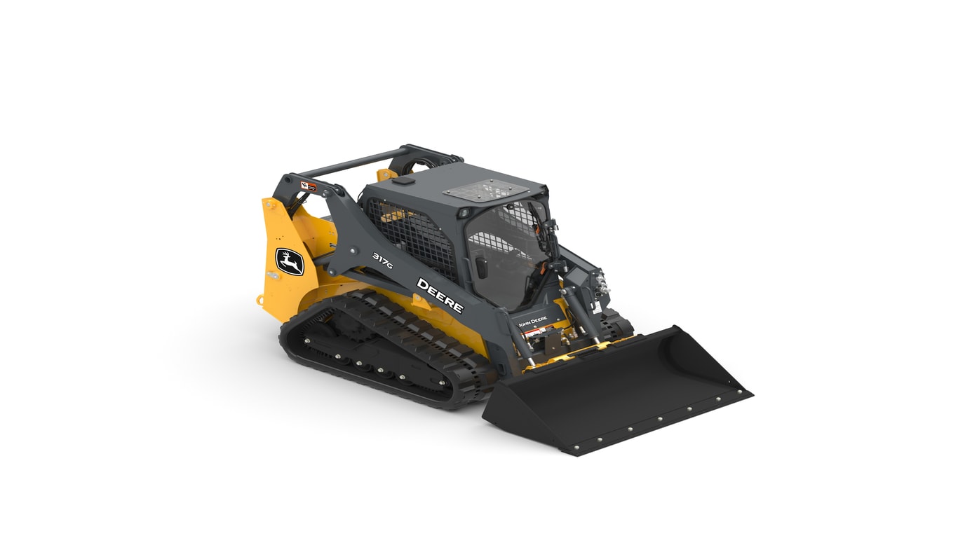 Large graphic image of downward angled 317G CTL and New Rubber Tracks