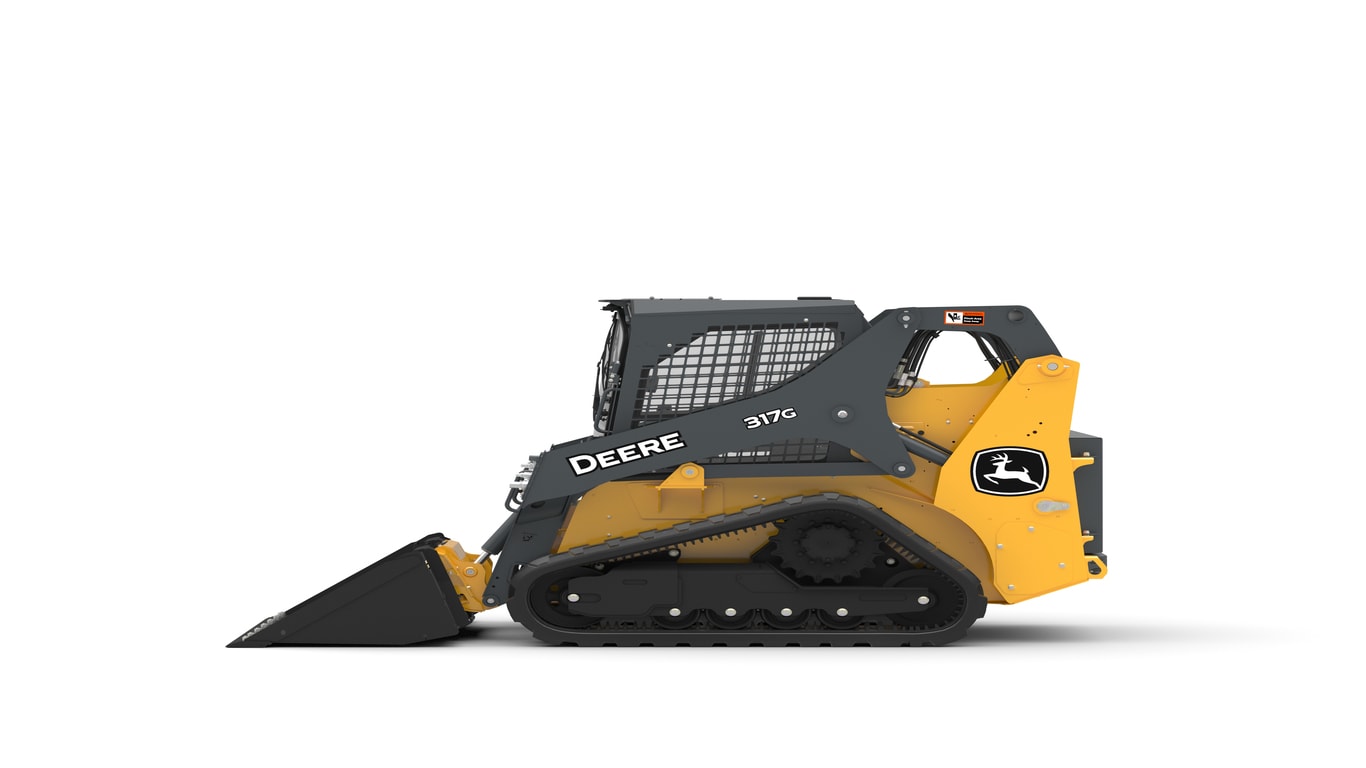 Large graphic image of downward angled 317G CTL and New Rubber Tracks