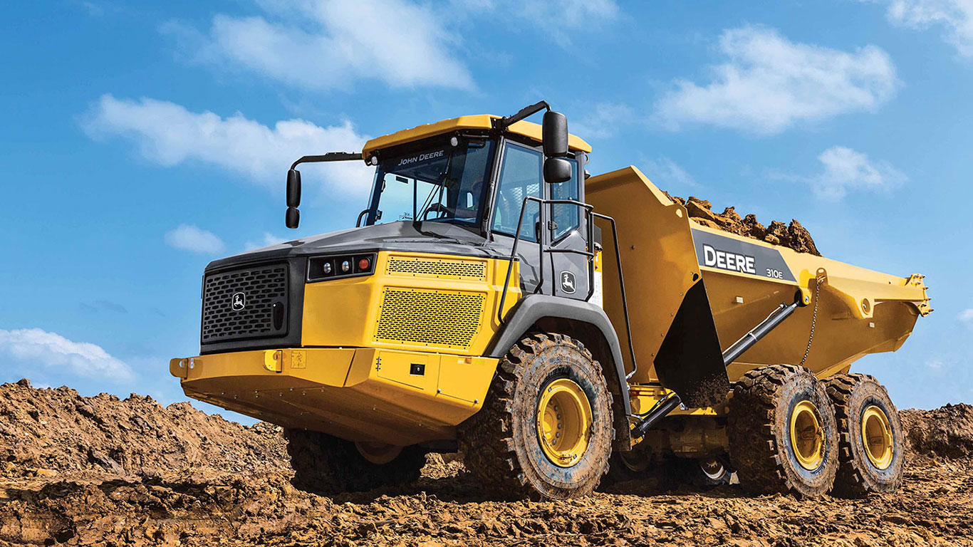 Large Image of the 310E machine on a construction jobsite.