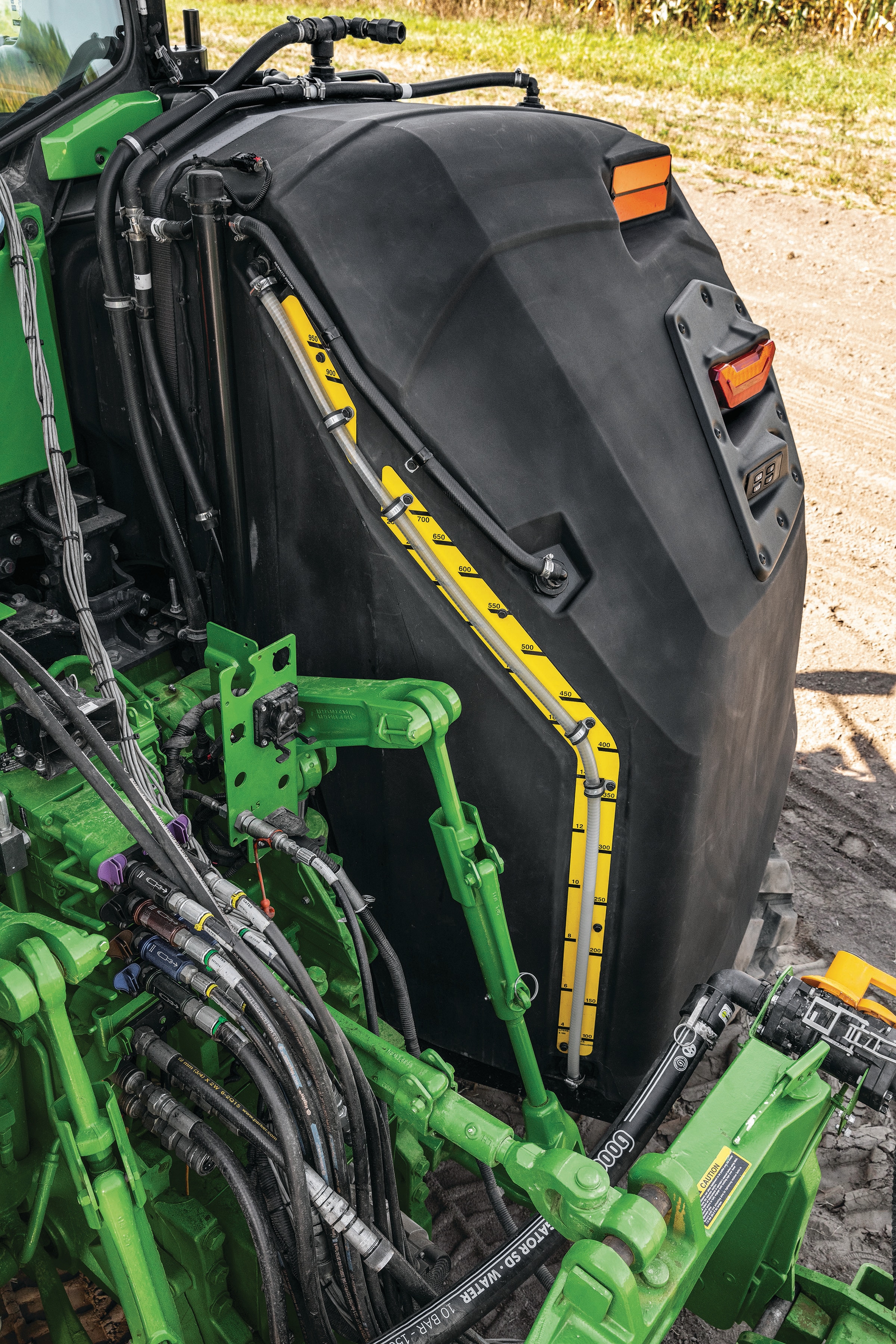 John Deere ExactRate tanks installed on a John Deere 8RX Tractor.