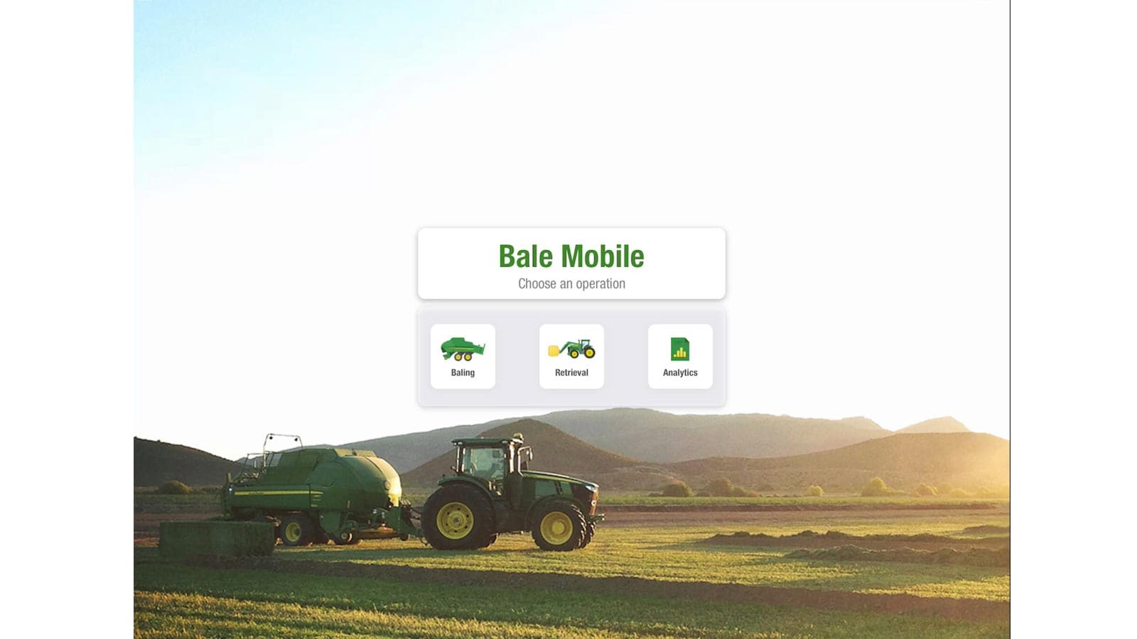 The startup window for the Bale Mobile App