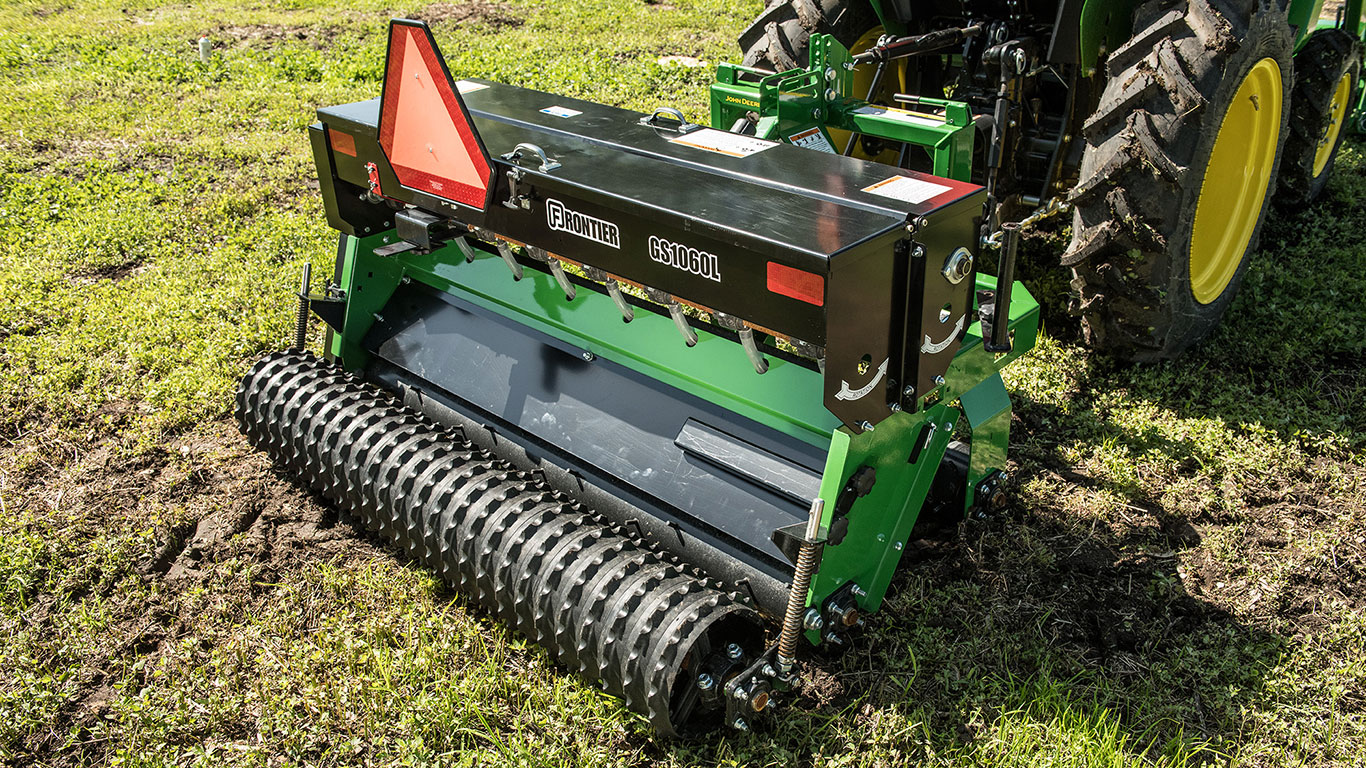 The Frontier GS10L Ground-Driven Overseeder is built especially for residential, property owner and commercial residential use.