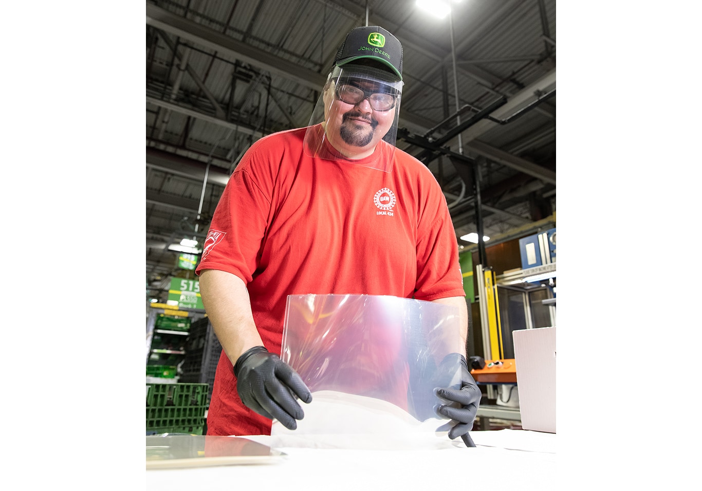 Jerry Miller making protective face shield